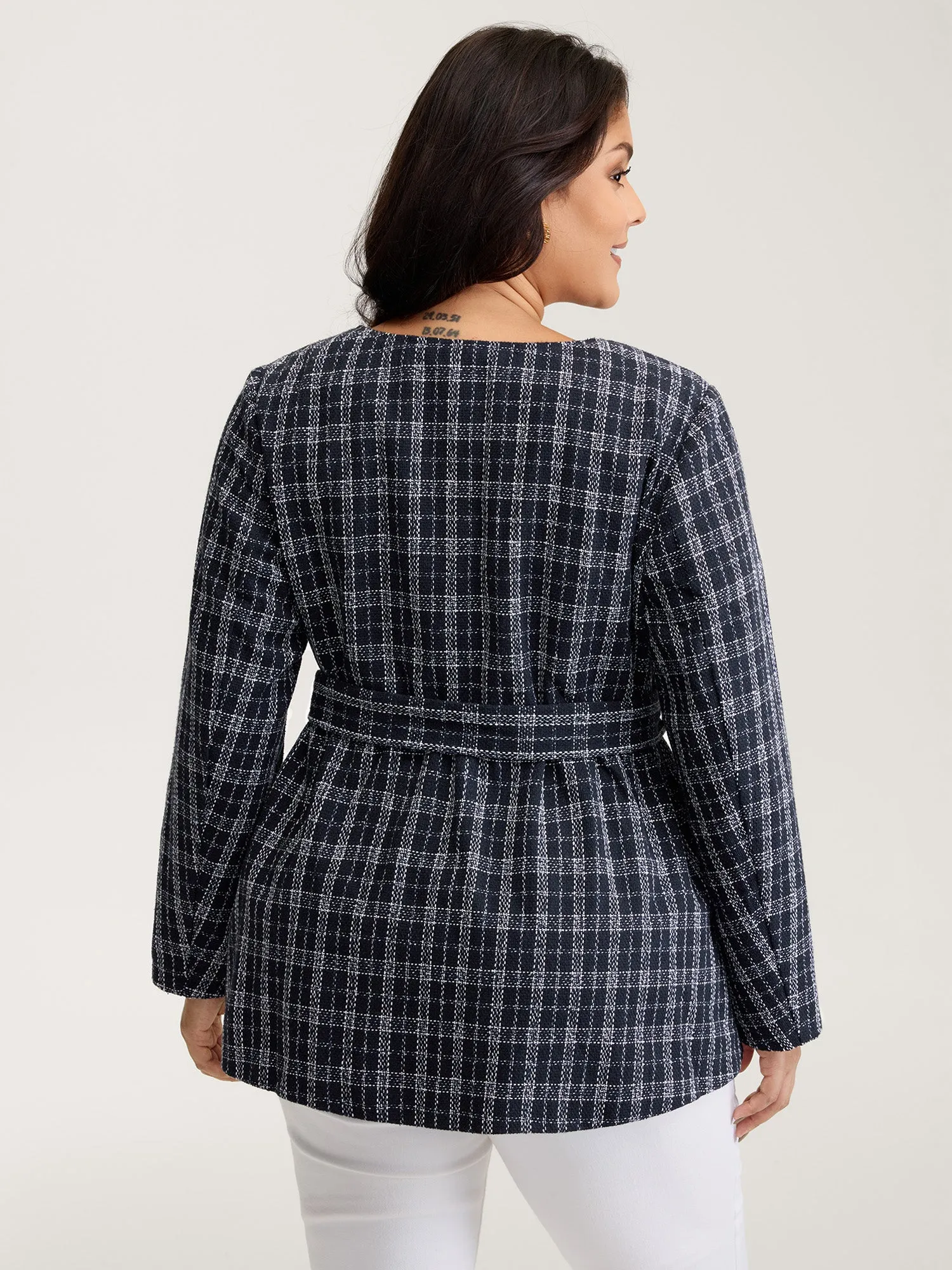 Tweed Pockets Belted Button Coat sold by Bloomchic product image thumbnail 4