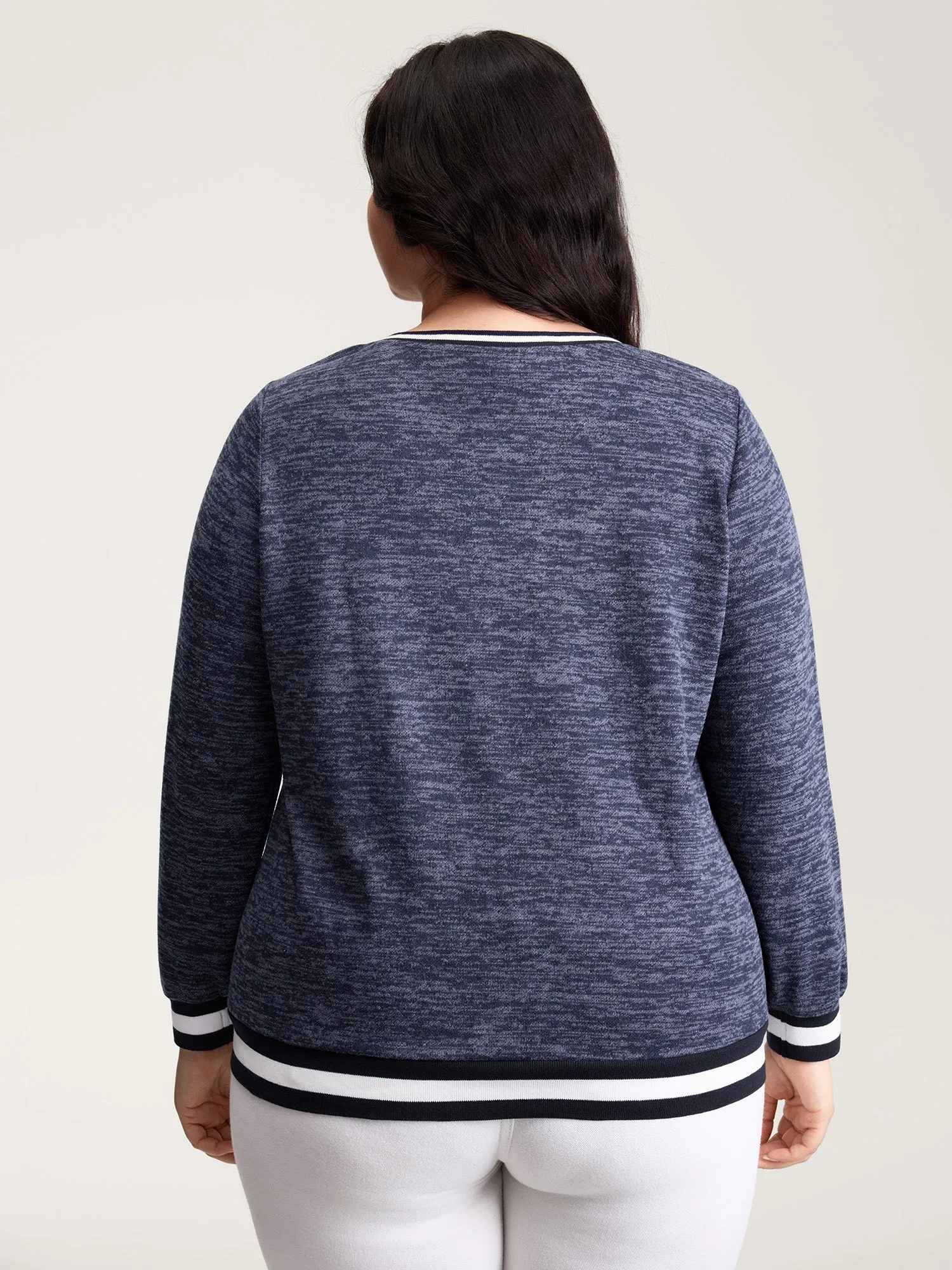 Contrast Hem V-Neck Sweatshirt sold by Bloomchic product image thumbnail 4