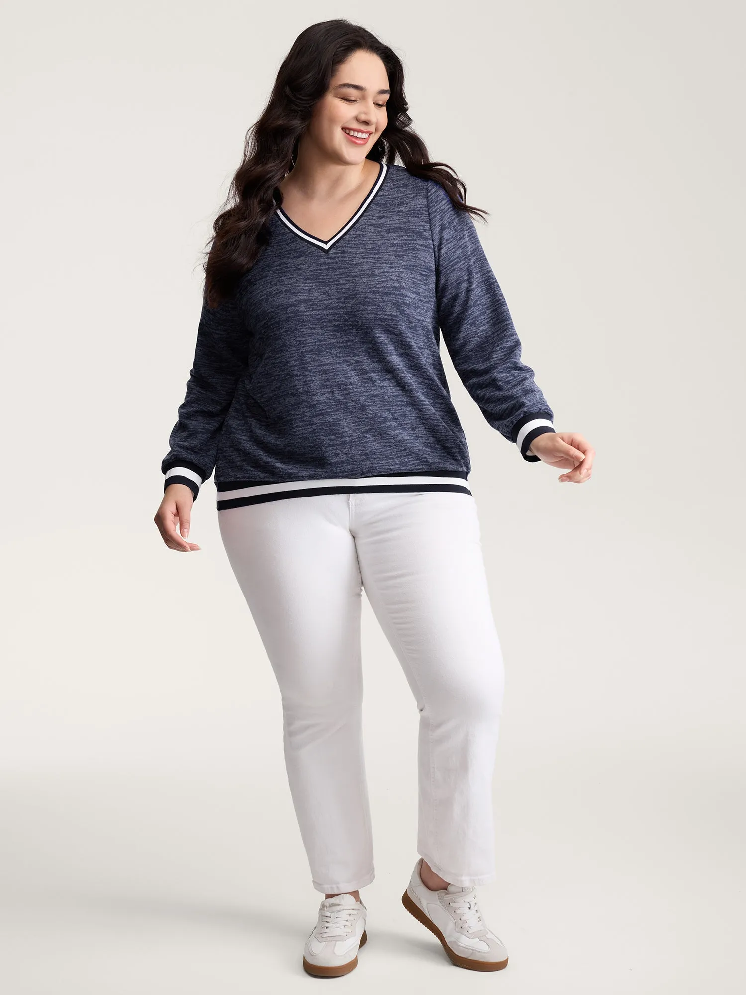 Contrast Hem V-Neck Sweatshirt sold by Bloomchic product image thumbnail 3