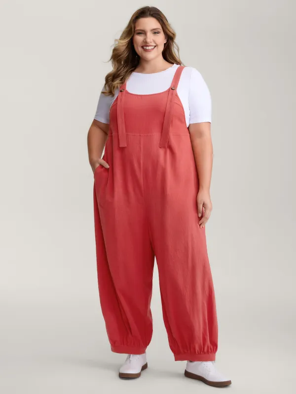 Pure Cotton Harem Pants Adjustable Jumpsuit sold by Bloomchic