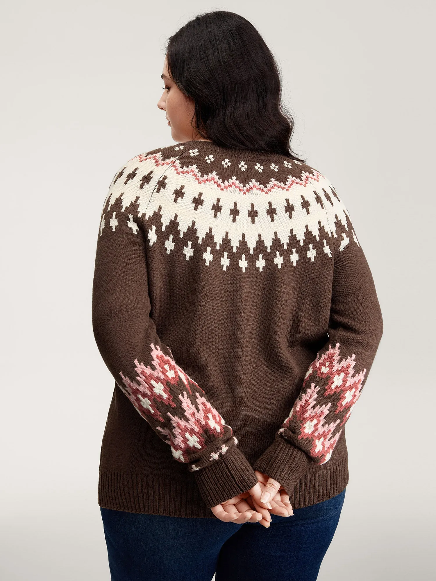 Fair-Isle Yoke Button Knit Cardigan sold by Bloomchic product image thumbnail 5