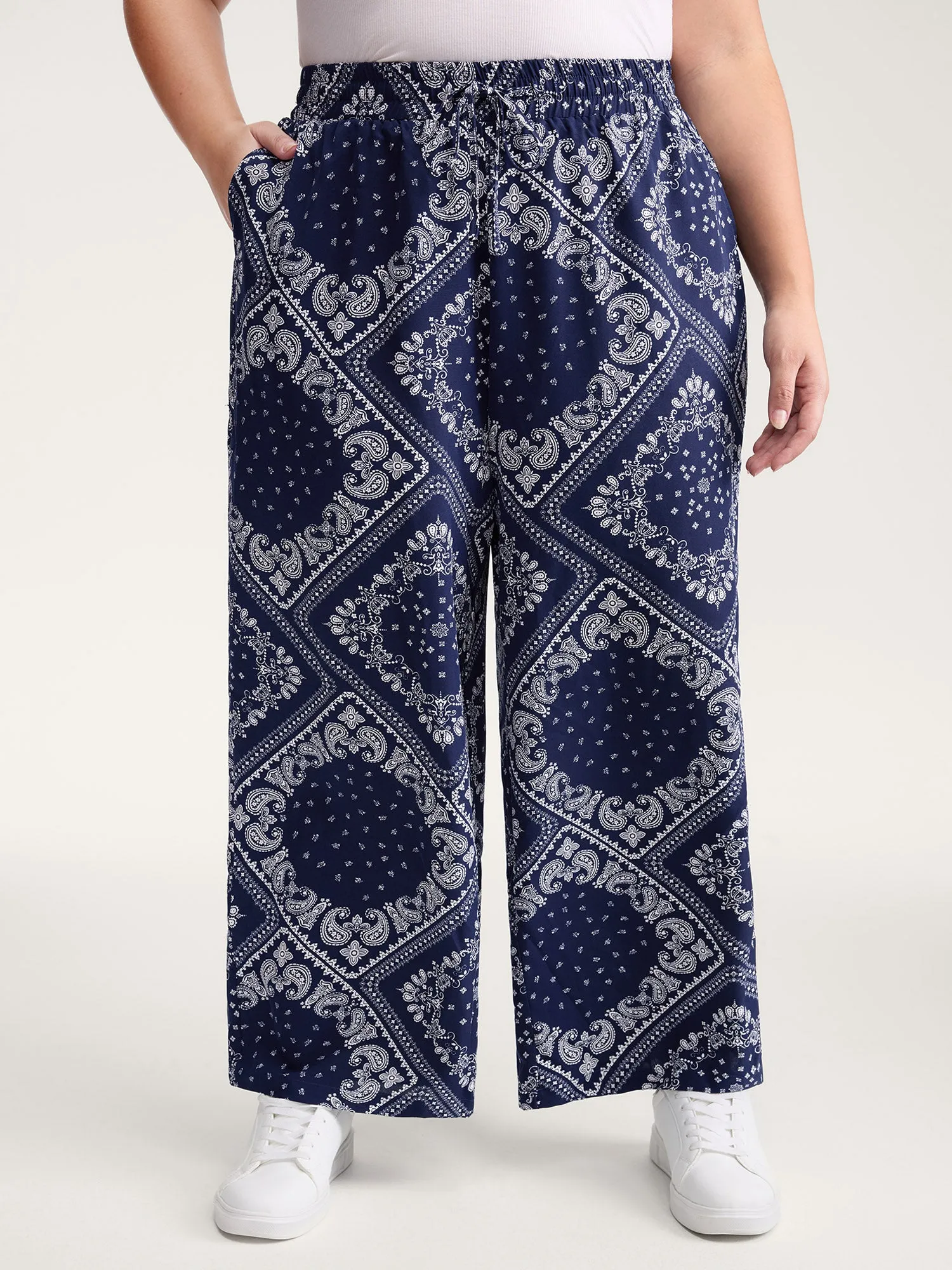 Collage Scarf Pattern Straight-Leg Pants sold by Bloomchic product image thumbnail 2