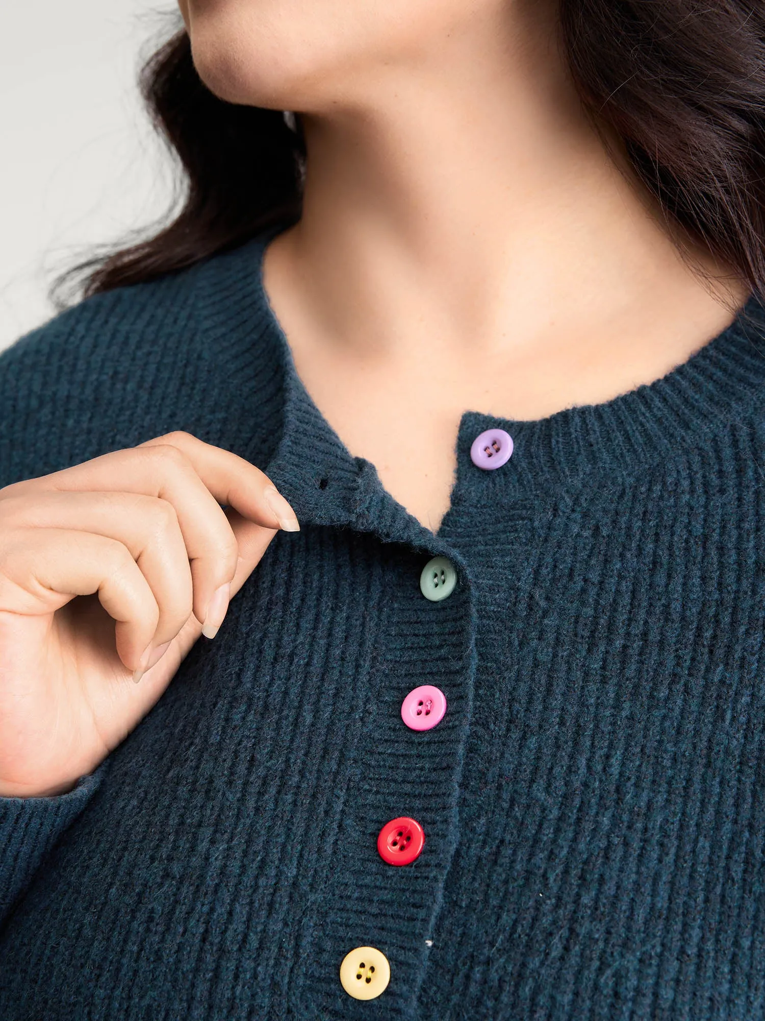 Supersoft Half-Button Placket Textured Solid Pullover sold by Bloomchic product image thumbnail 3