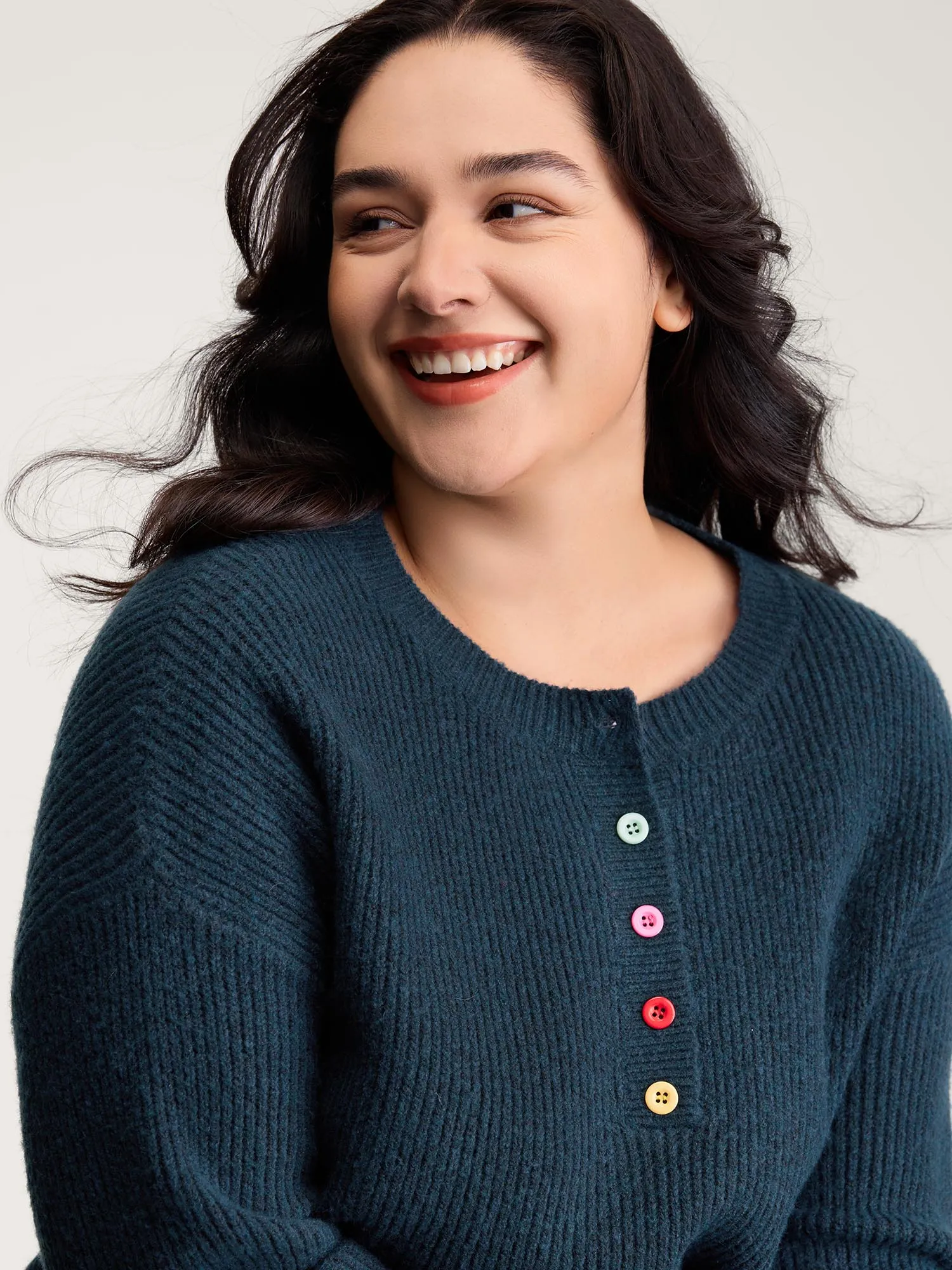 Supersoft Half-Button Placket Textured Solid Pullover sold by Bloomchic