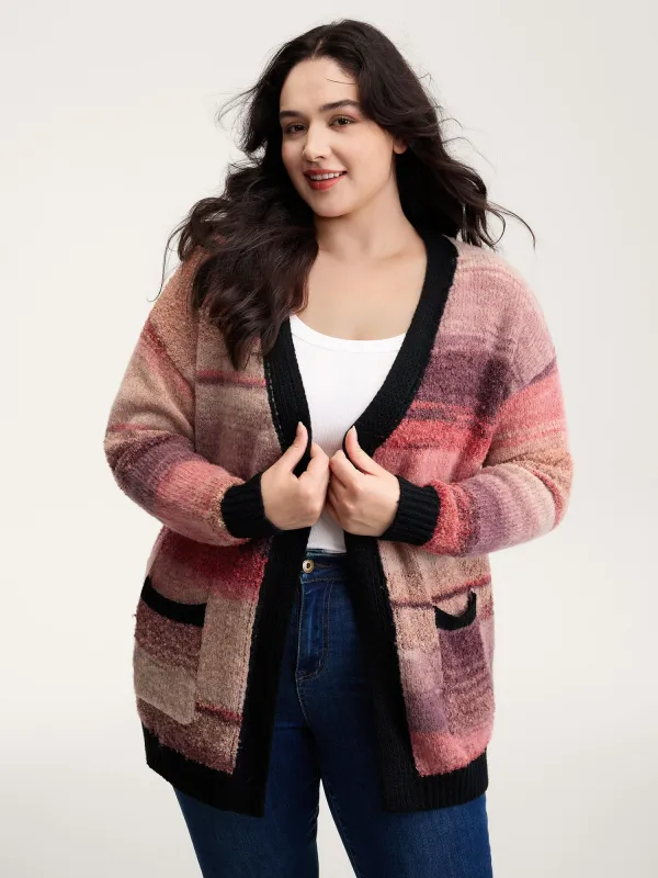 Heather Pockets Contrast Open-Front Cardigan sold by Bloomchic
