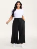 Wide Waistband Drawstring Flared Pants sold by Bloomchic