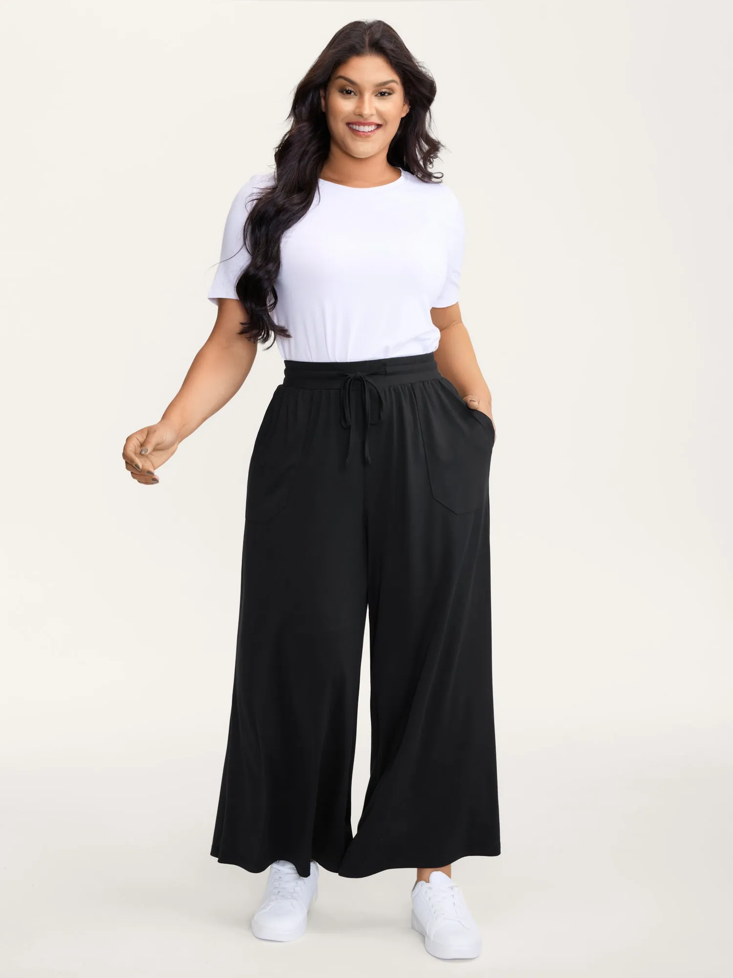 Wide Waistband Drawstring Flared Pants sold by Bloomchic product image thumbnail 2