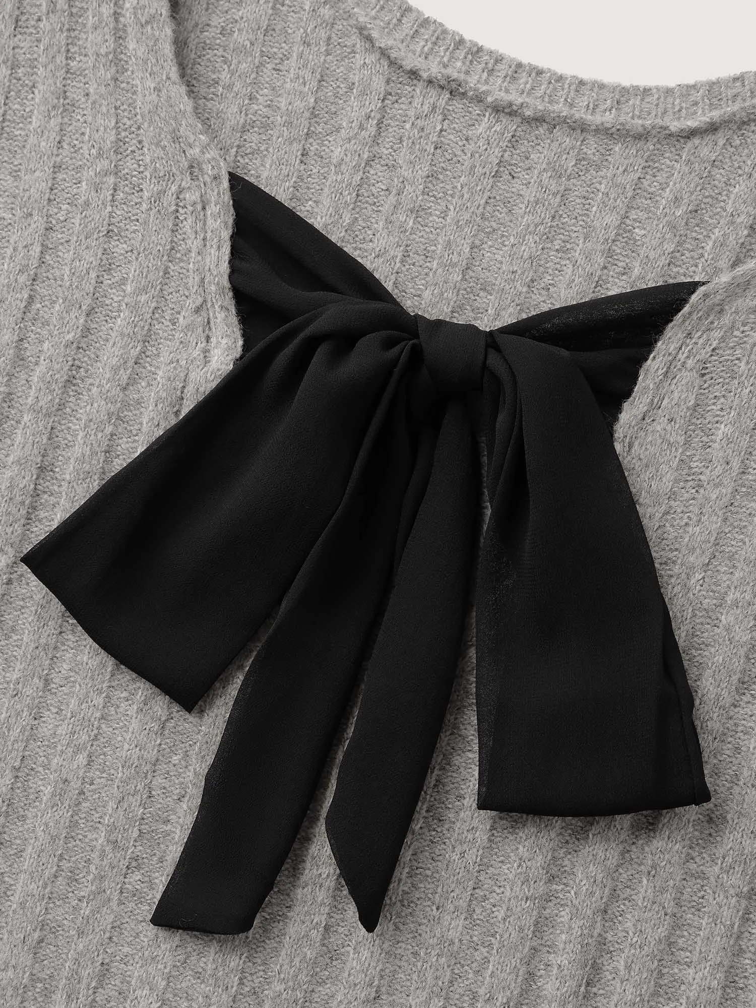 Back Bow-Tie Ribbed Texture Pullover sold by Bloomchic product image thumbnail 5