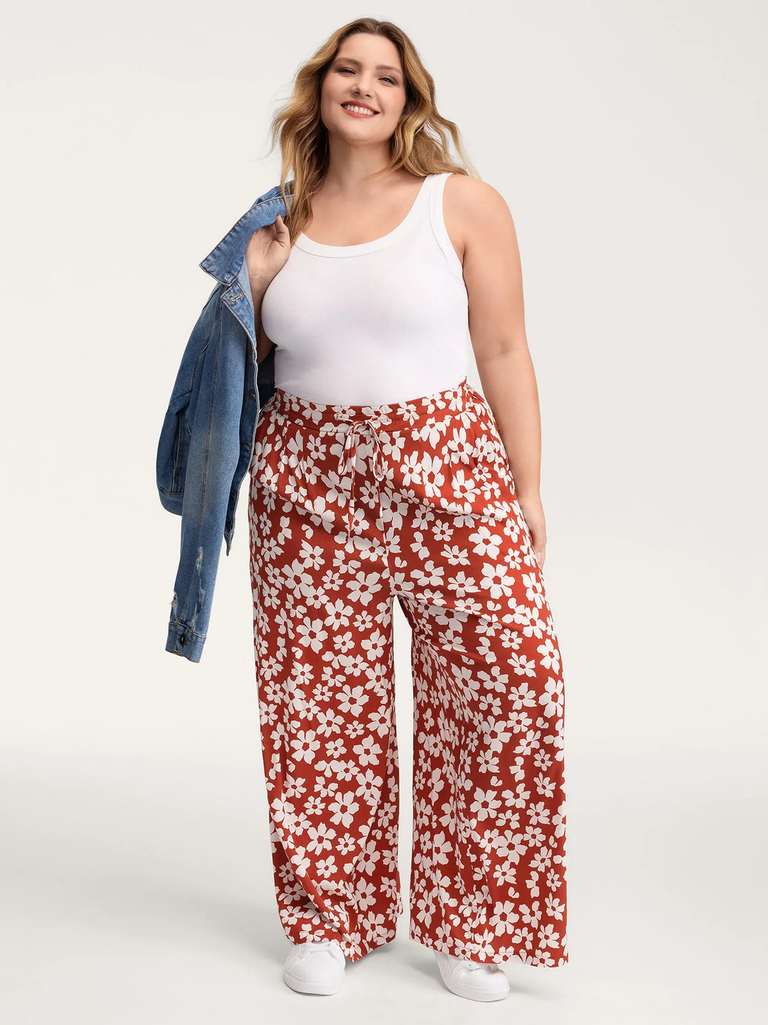 Floral Print Wide-Leg Drawstring Pants sold by Bloomchic