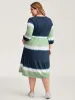 Cross-Tie Neckline Color Gradient Midi Dress sold by Bloomchic