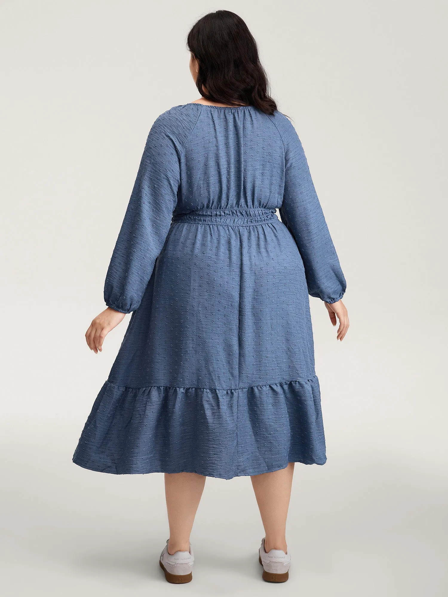 Textured Shirred Waist Neck-Tie Maxi Dress sold by Bloomchic product image thumbnail 4