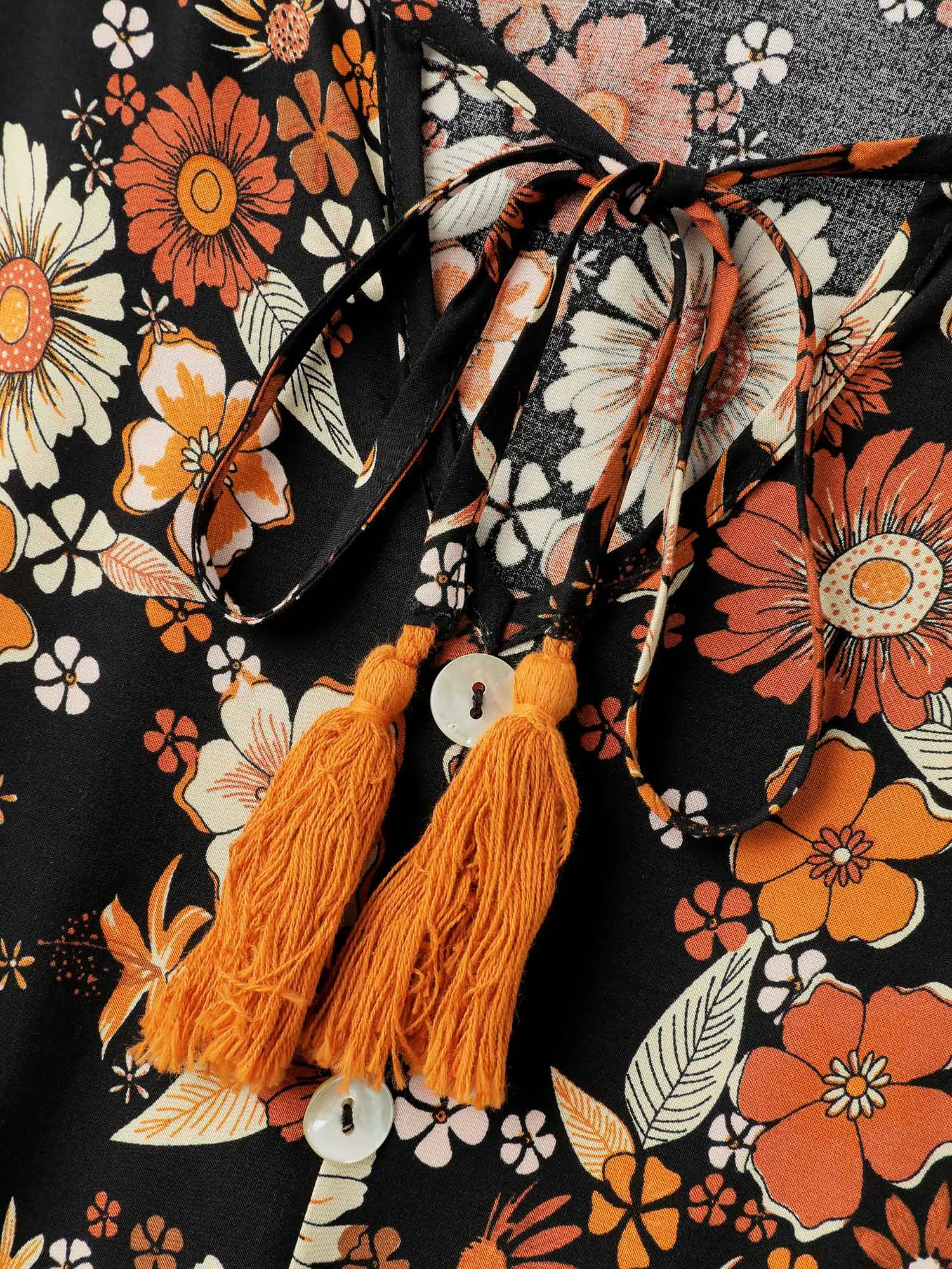 Floral Stretchy Waist Neck-Tie Maxi Dress sold by Bloomchic product image thumbnail 5