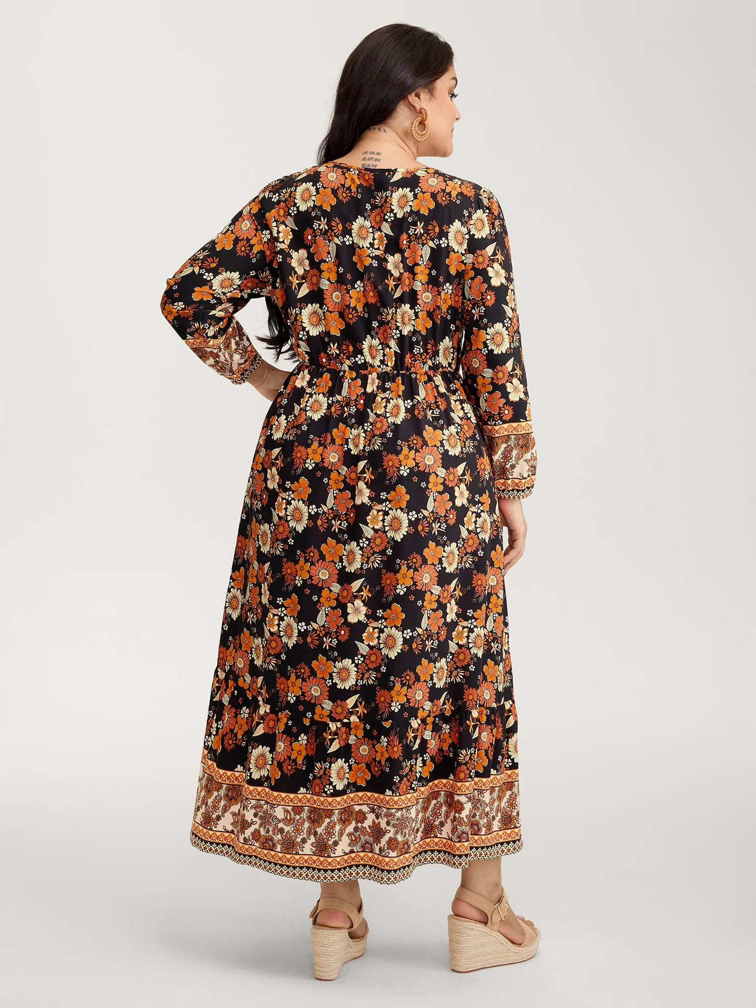 Floral Stretchy Waist Neck-Tie Maxi Dress sold by Bloomchic product image thumbnail 4