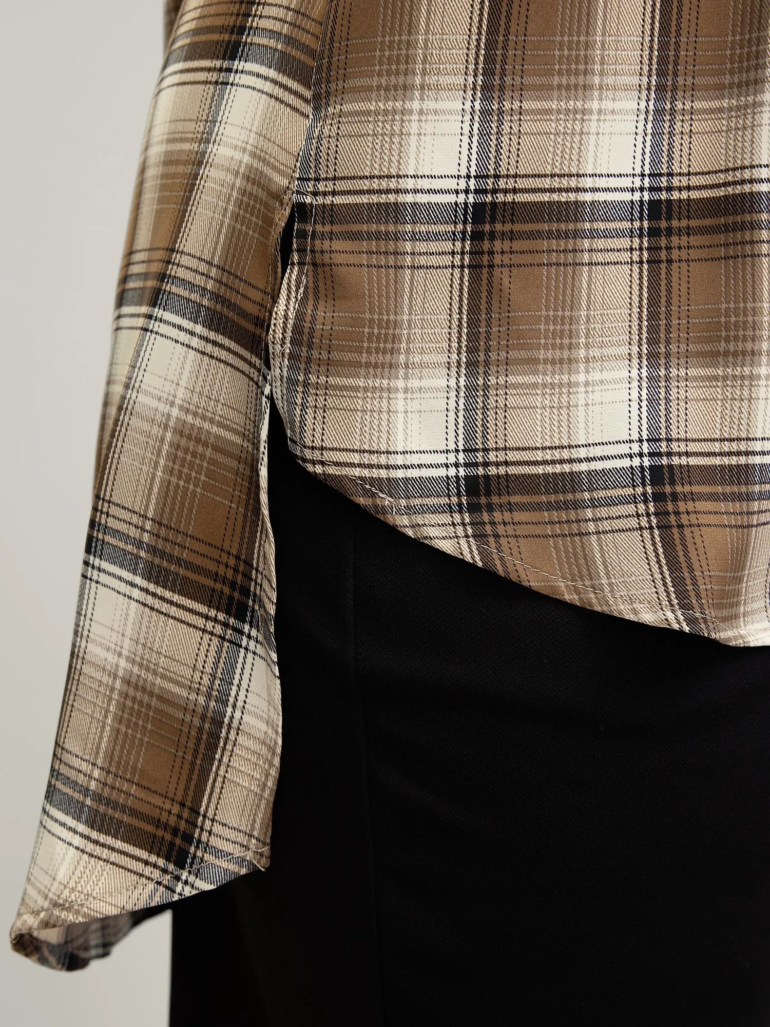 Plaid Pattern Button-Down Tunic Shirt sold by Bloomchic product image thumbnail 4