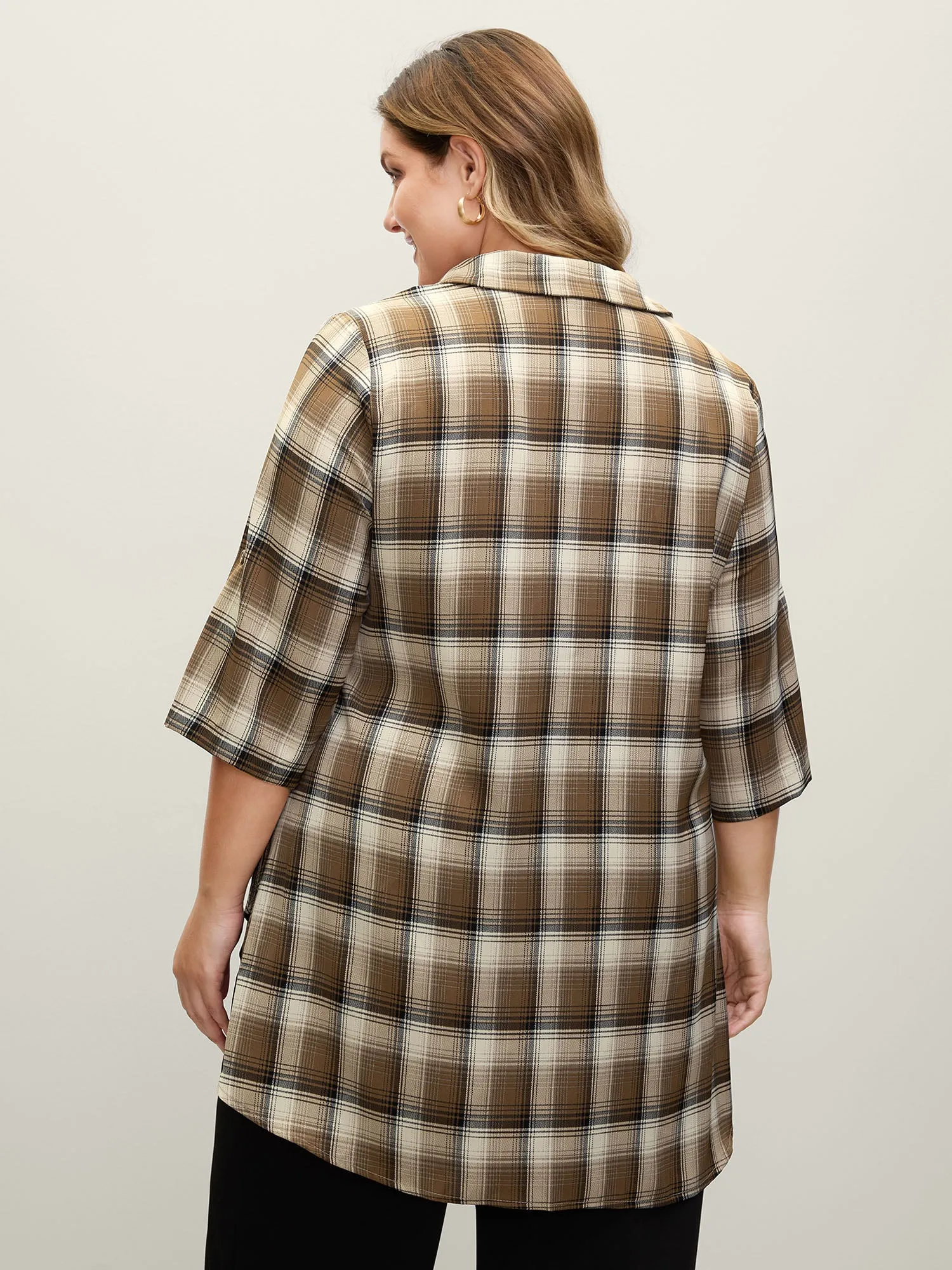 Plaid Pattern Button-Down Tunic Shirt sold by Bloomchic product image thumbnail 5