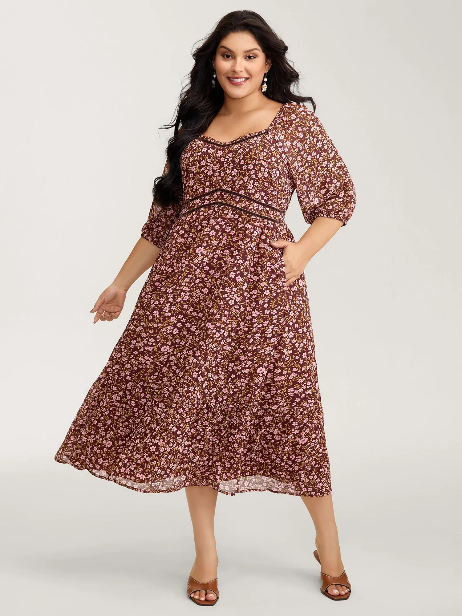 Floral Print Shirred Waist Ruffled Maxi Dress sold by Bloomchic