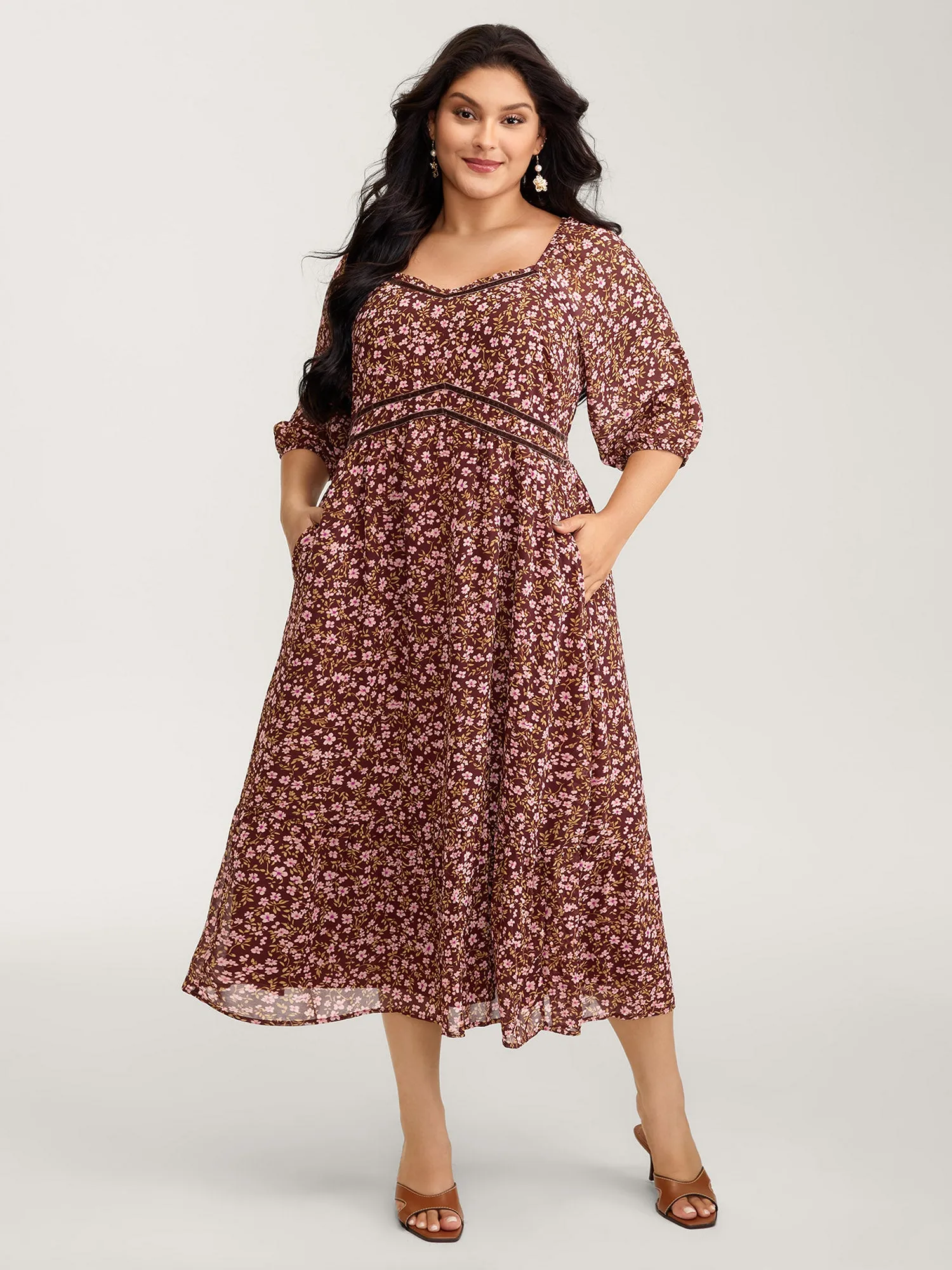 Floral Print Shirred Waist Ruffled Maxi Dress sold by Bloomchic product image thumbnail 3