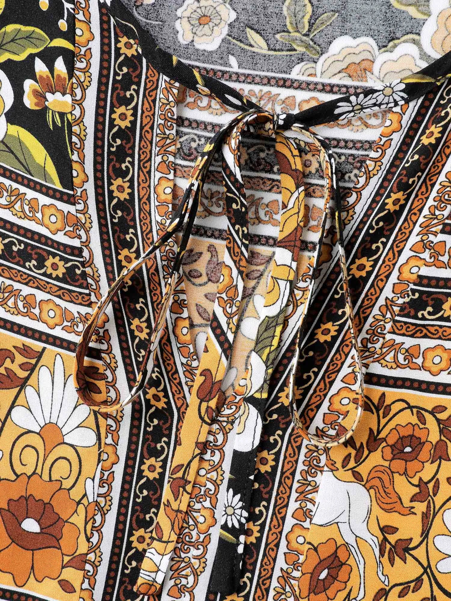 Floral Print Contrast Puffy Sleeve Maxi Dress sold by Bloomchic product image thumbnail 5