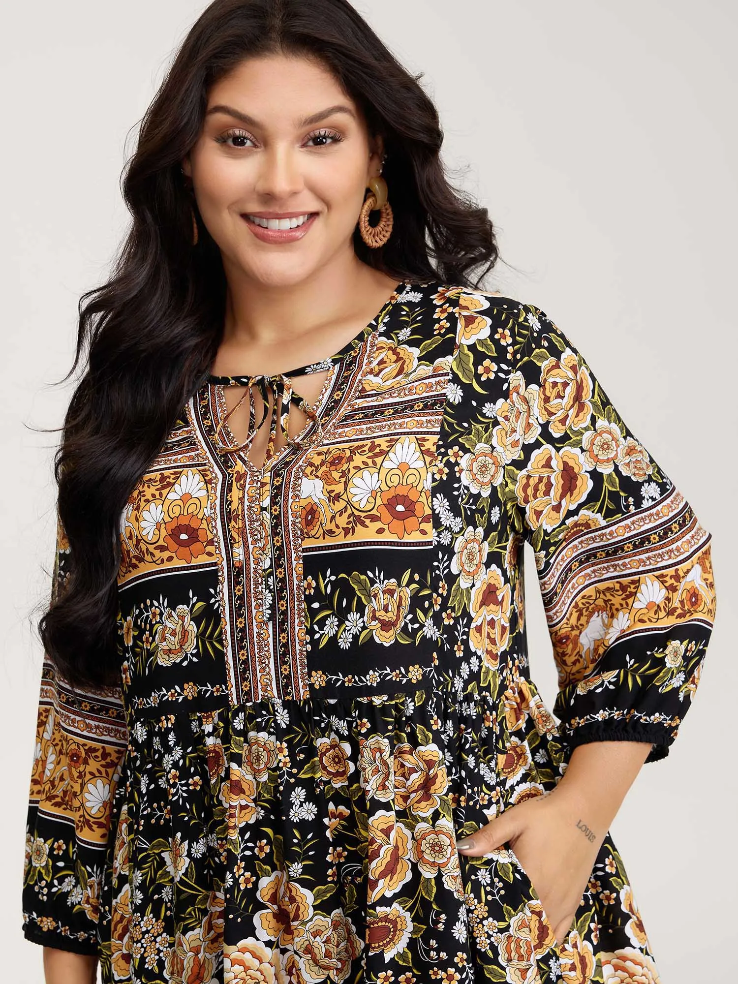 Floral Print Contrast Puffy Sleeve Maxi Dress sold by Bloomchic product image thumbnail 2