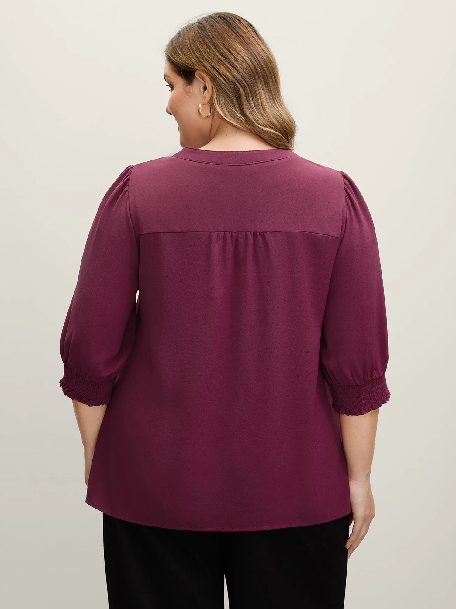 Shirred Cuffs Contrast Metallic Detail Blouse sold by Bloomchic product image thumbnail 4