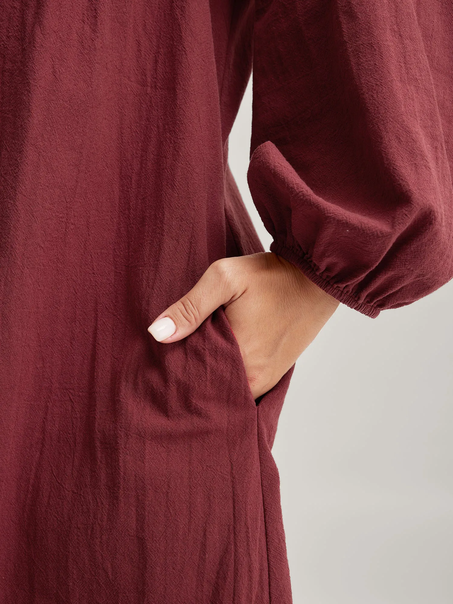 Cotton Webbed Stripe Button A-Line Midi Dress sold by Bloomchic product image thumbnail 3