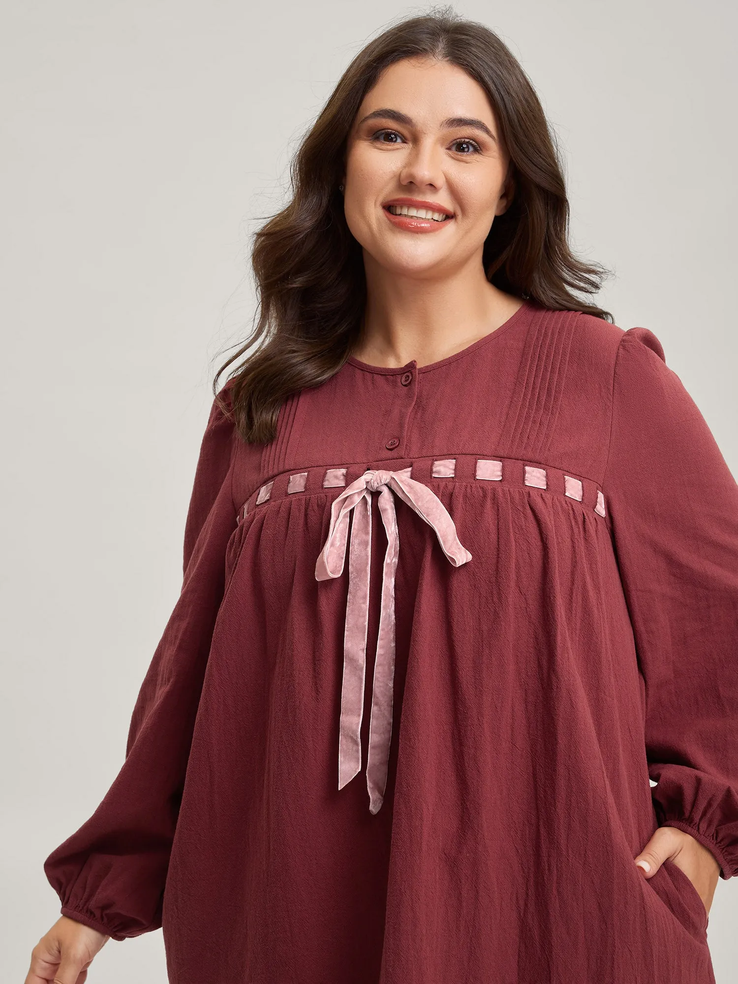 Cotton Webbed Stripe Button A-Line Midi Dress sold by Bloomchic product image thumbnail 2