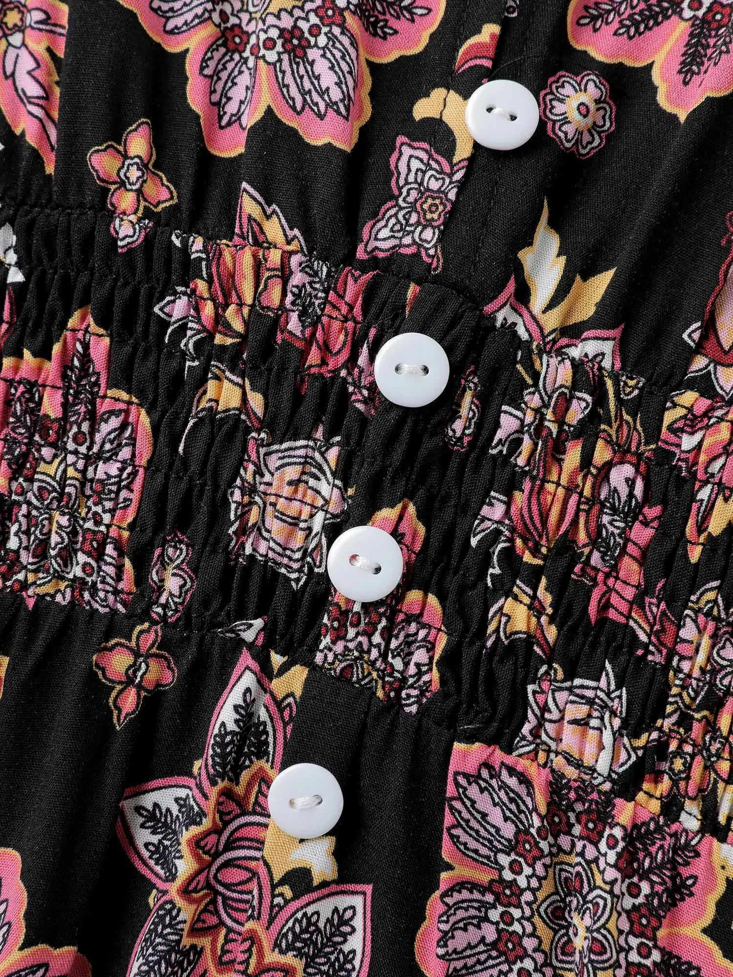 Floral Print Contrast Stripe Button Maxi Dress sold by Bloomchic product image thumbnail 5