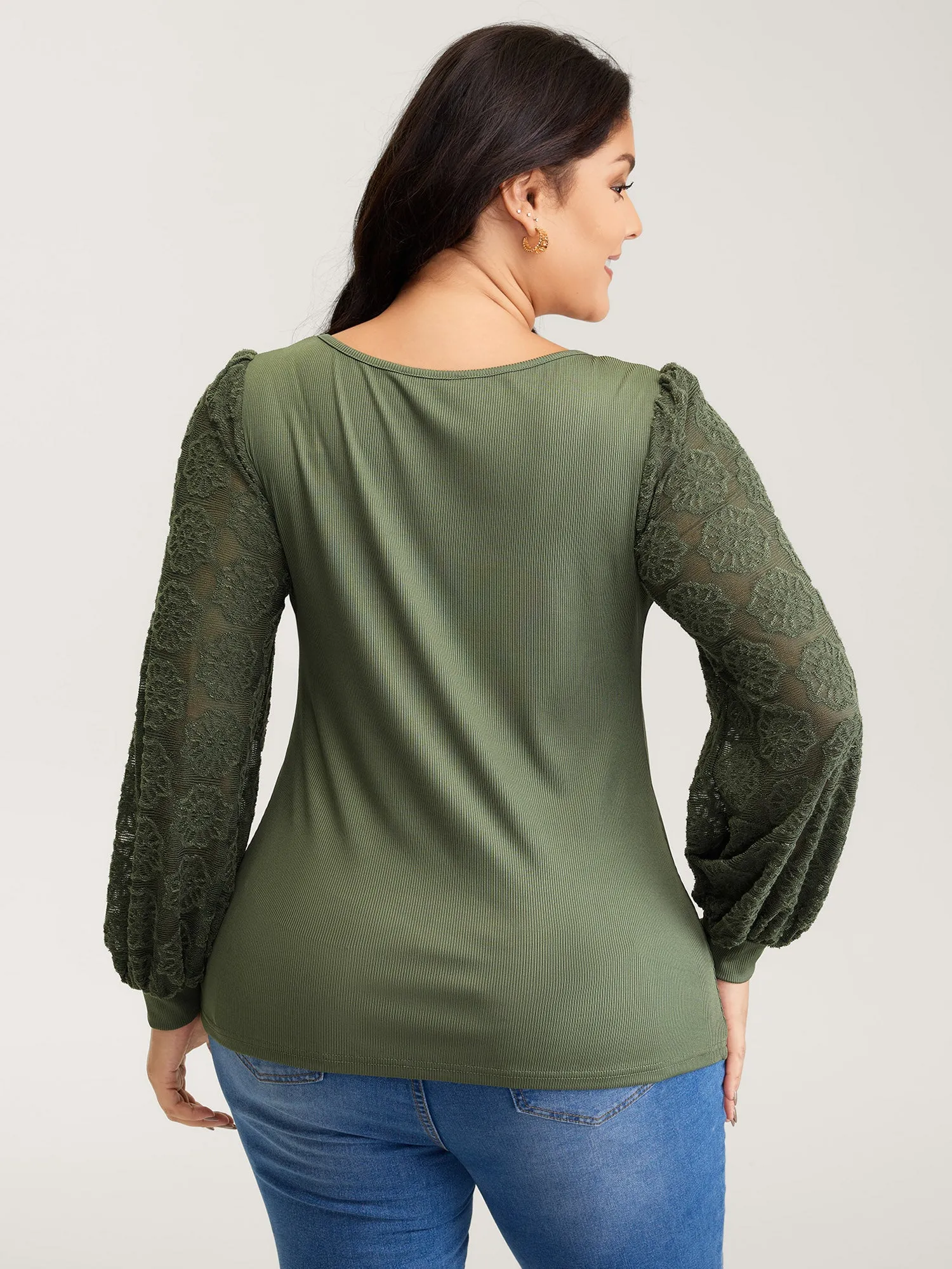 Ruched Deep-Neckline Solid Knit Top sold by Bloomchic product image thumbnail 4