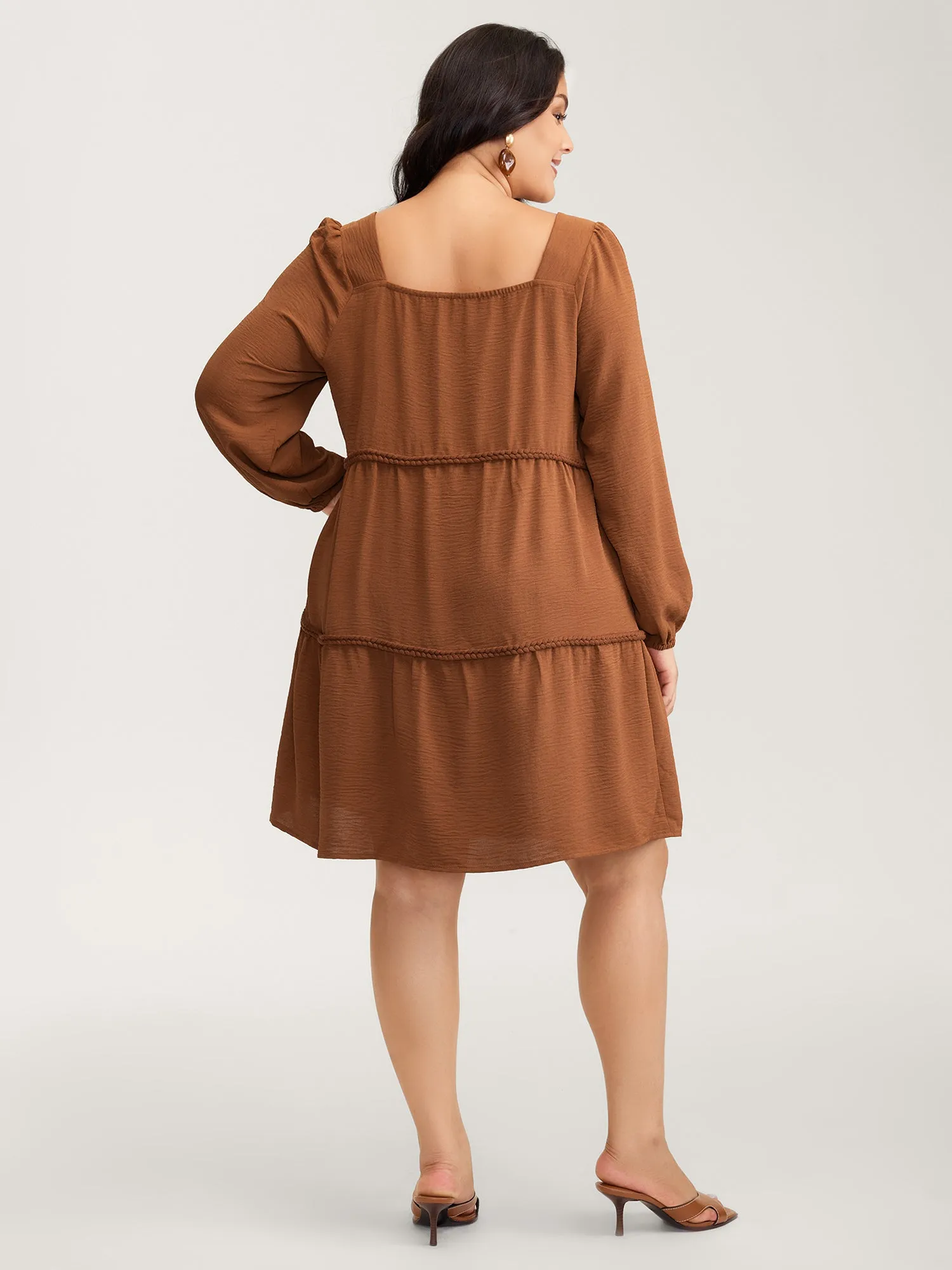 Twisted Woven Ribbon Tiered Knee-Length Dress sold by Bloomchic product image thumbnail 4