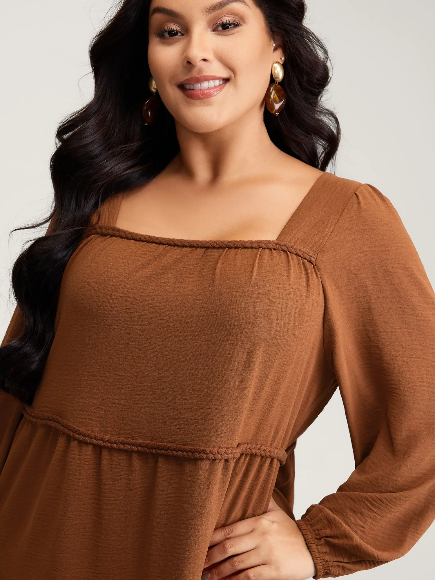 Twisted Woven Ribbon Tiered Knee-Length Dress sold by Bloomchic product image thumbnail 2