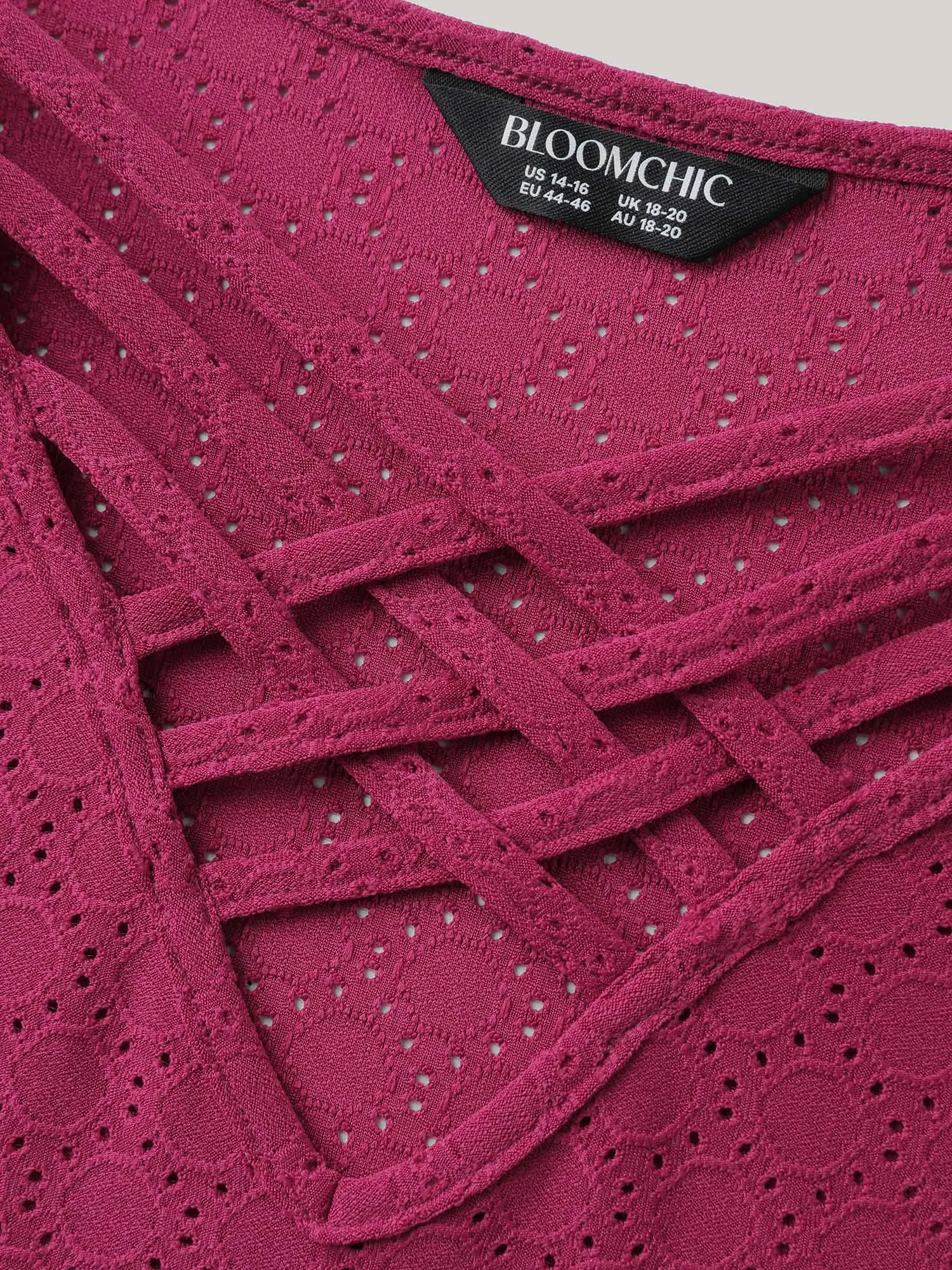 Ruffled Sleeve Textured Cut-Out Neck T-Shirt sold by Bloomchic product image thumbnail 5