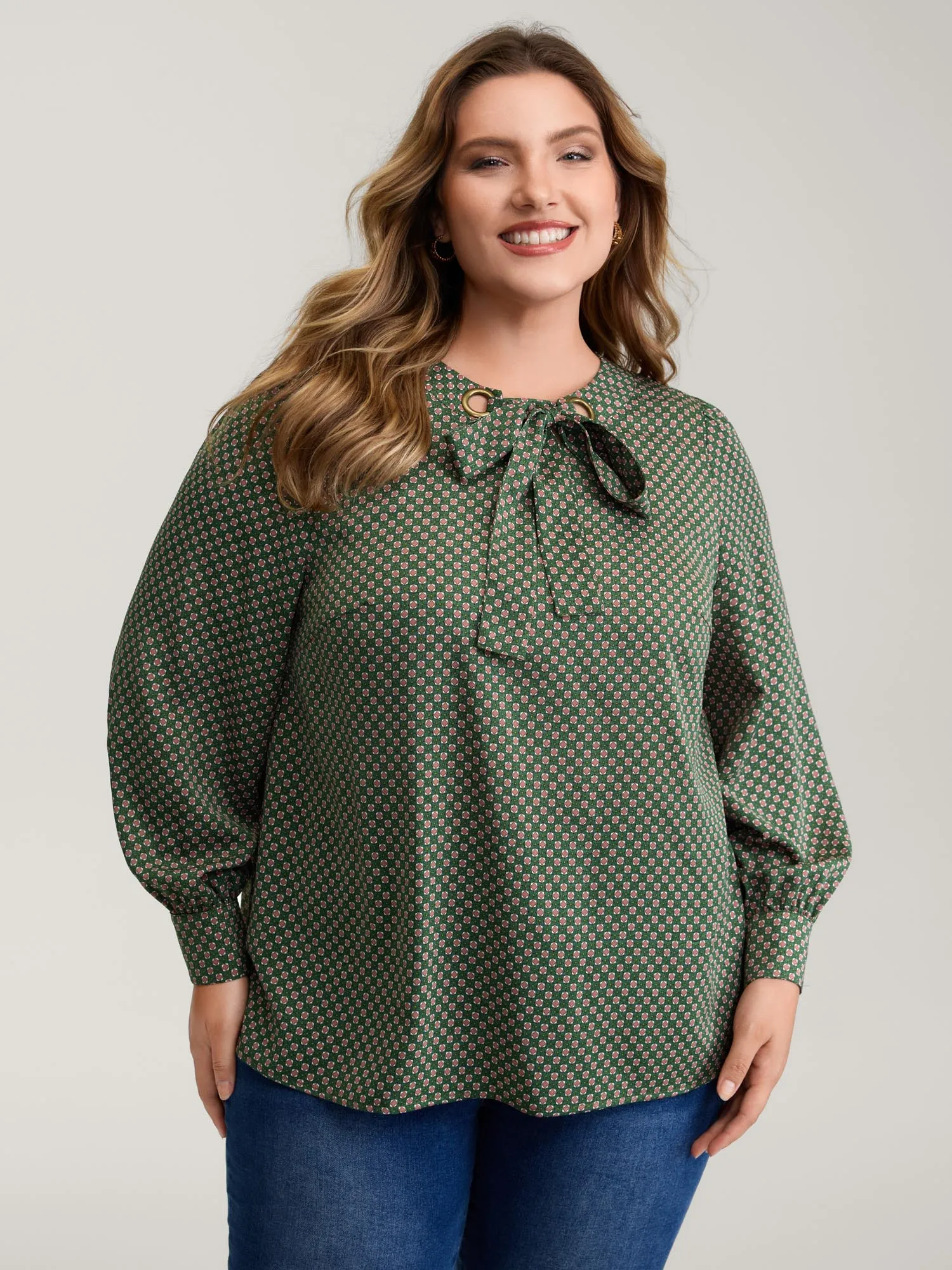 Geometric Print Bow-Tie Neckline Blouse sold by Bloomchic product image thumbnail 2