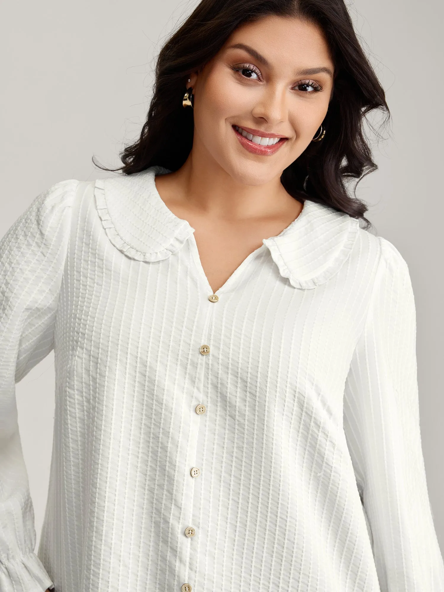 Textured Doll-Collar Button Detail Blouse sold by Bloomchic product image thumbnail 2