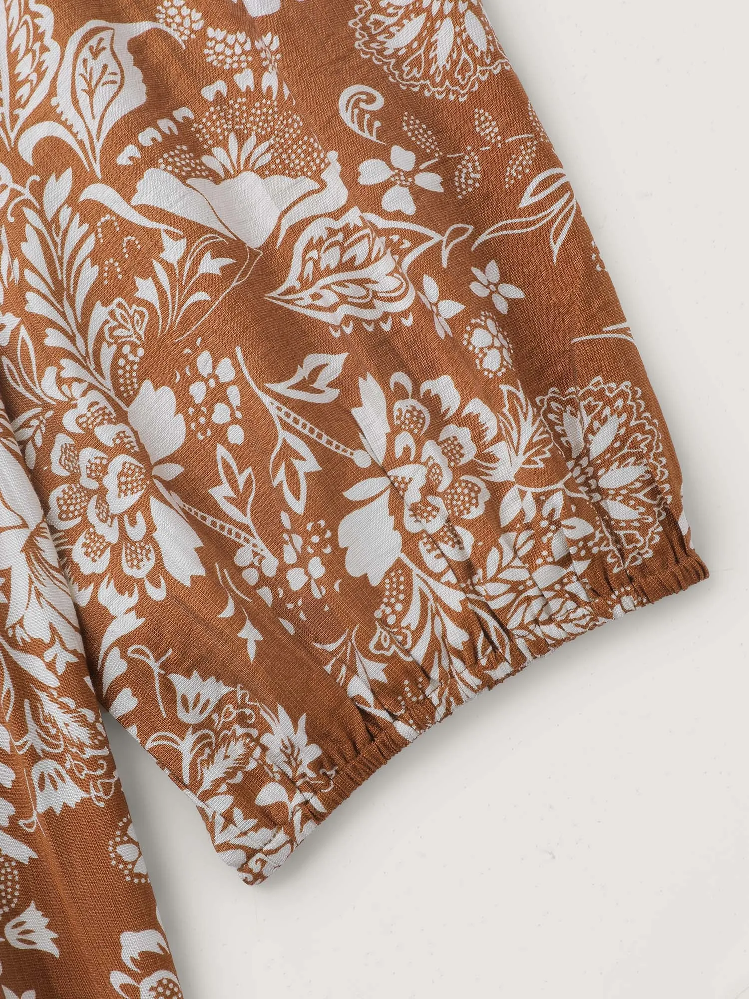 Floral Print Lace Neckline Pleated Blouse sold by Bloomchic product image thumbnail 5