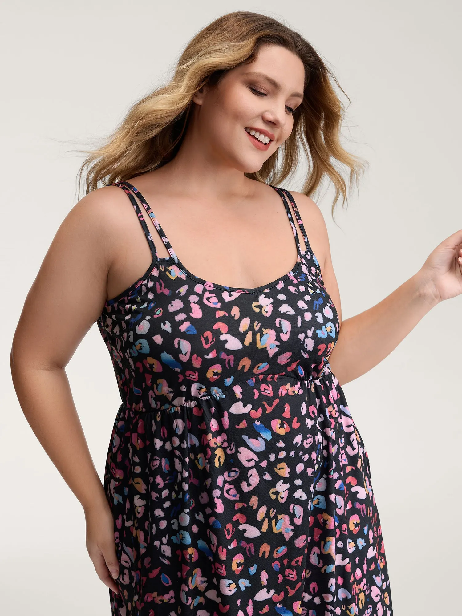 Colorful Leopard Print Double Strap Sleep Dress sold by Bloomchic product image thumbnail 2