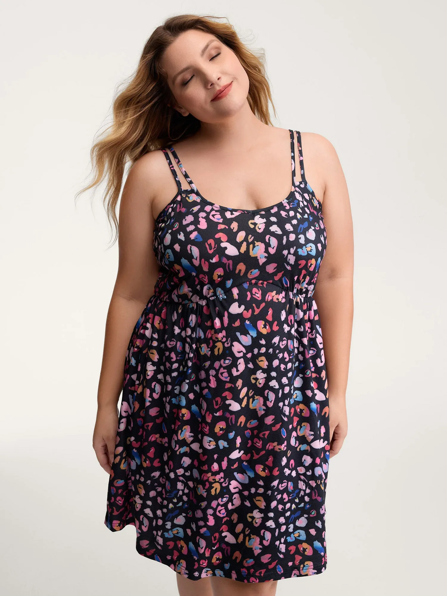 Colorful Leopard Print Double Strap Sleep Dress sold by Bloomchic product image thumbnail 4