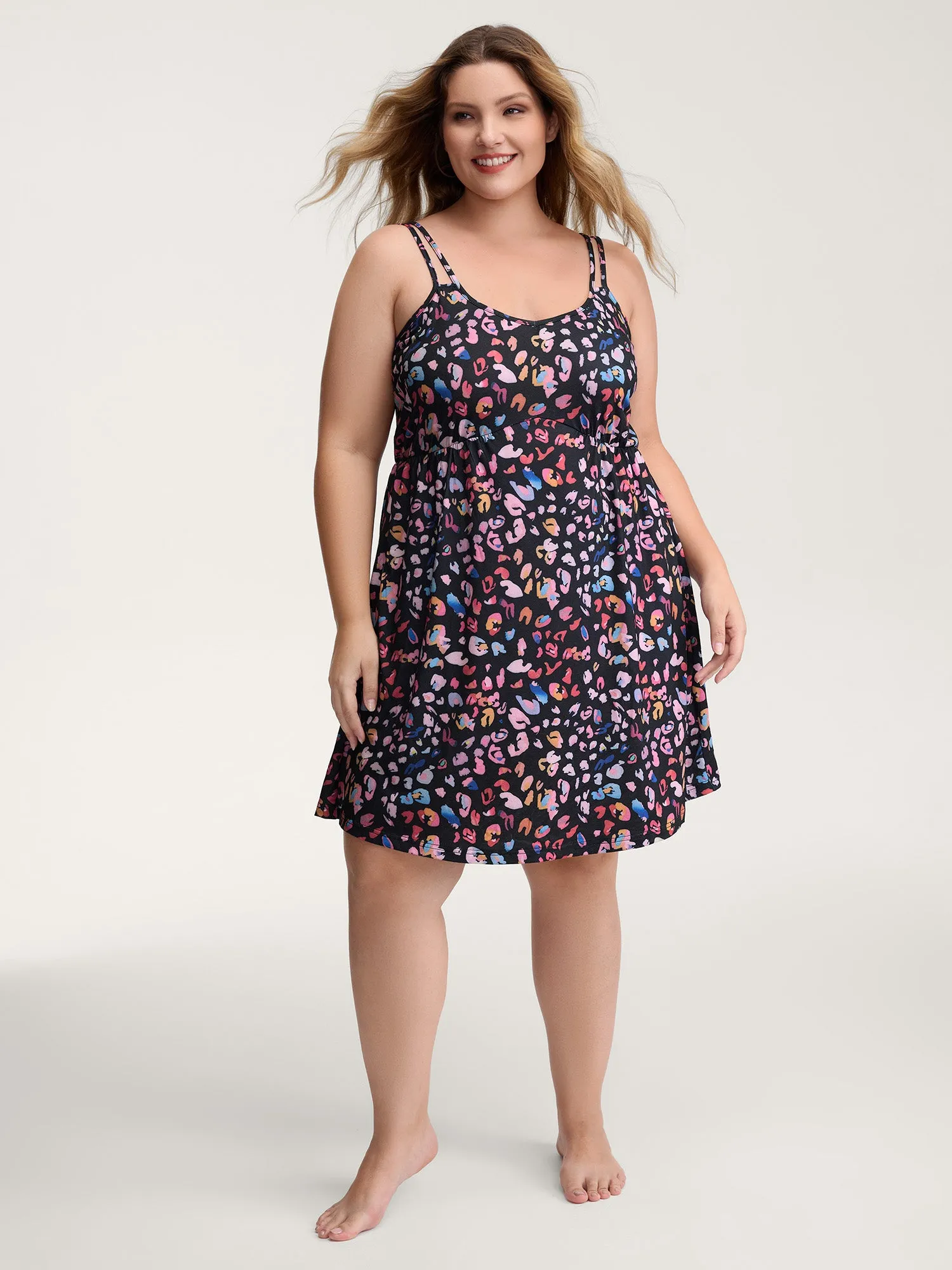 Colorful Leopard Print Double Strap Sleep Dress sold by Bloomchic product image thumbnail 3