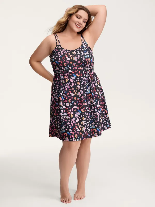 Colorful Leopard Print Double Strap Sleep Dress sold by Bloomchic