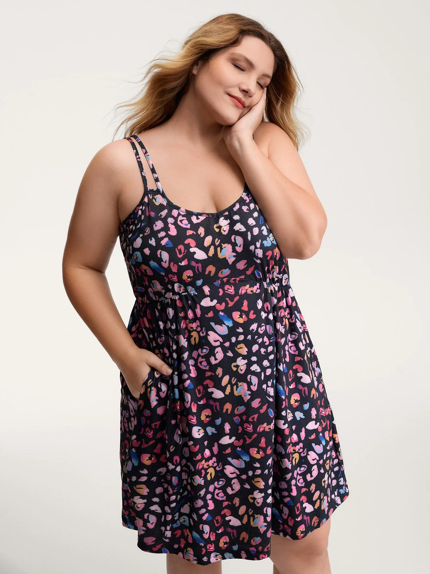 Colorful Leopard Print Double Strap Sleep Dress sold by Bloomchic product image thumbnail 5