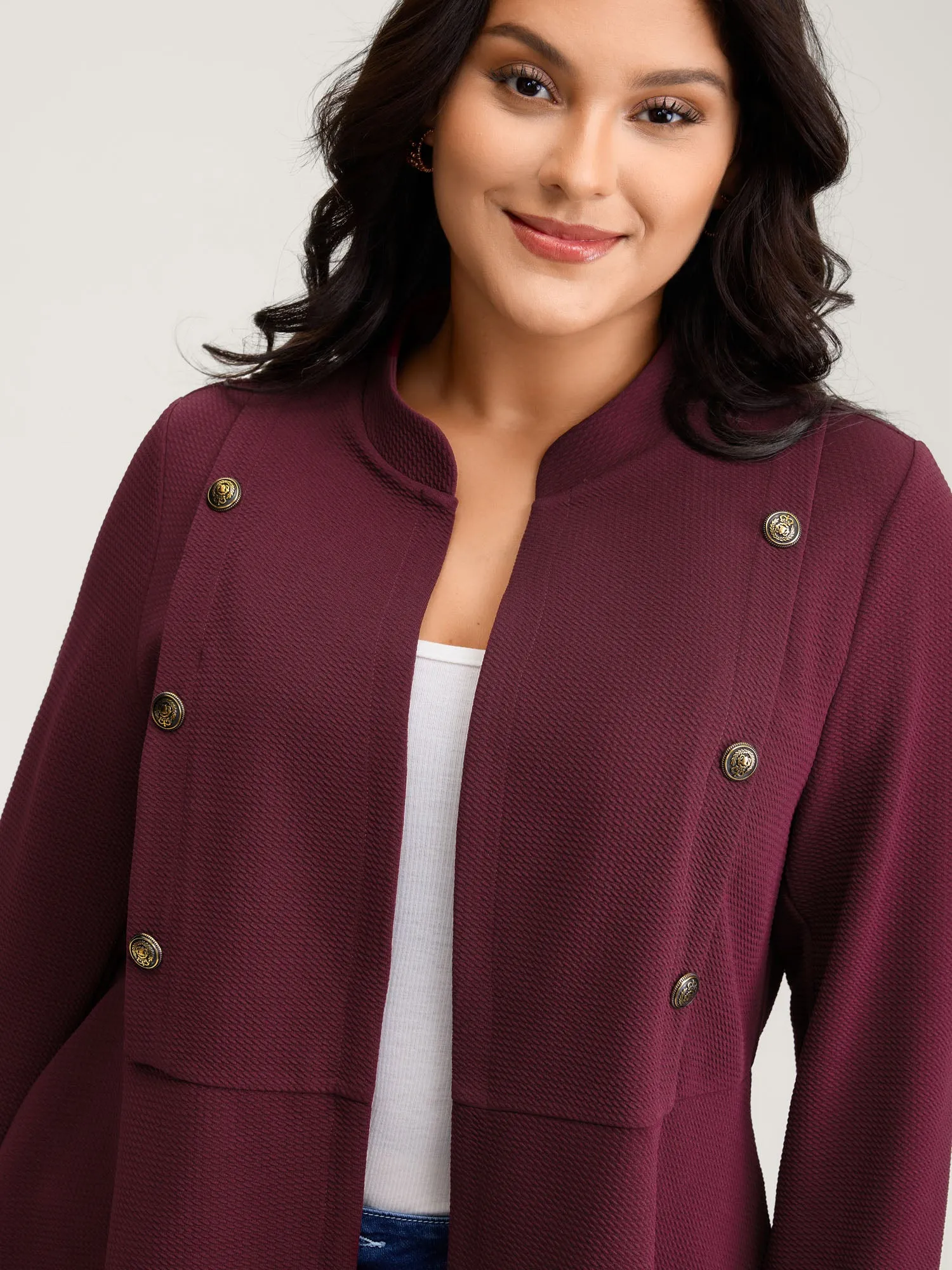 Textured Button Detail Pockets Jacket sold by Bloomchic product image thumbnail 2