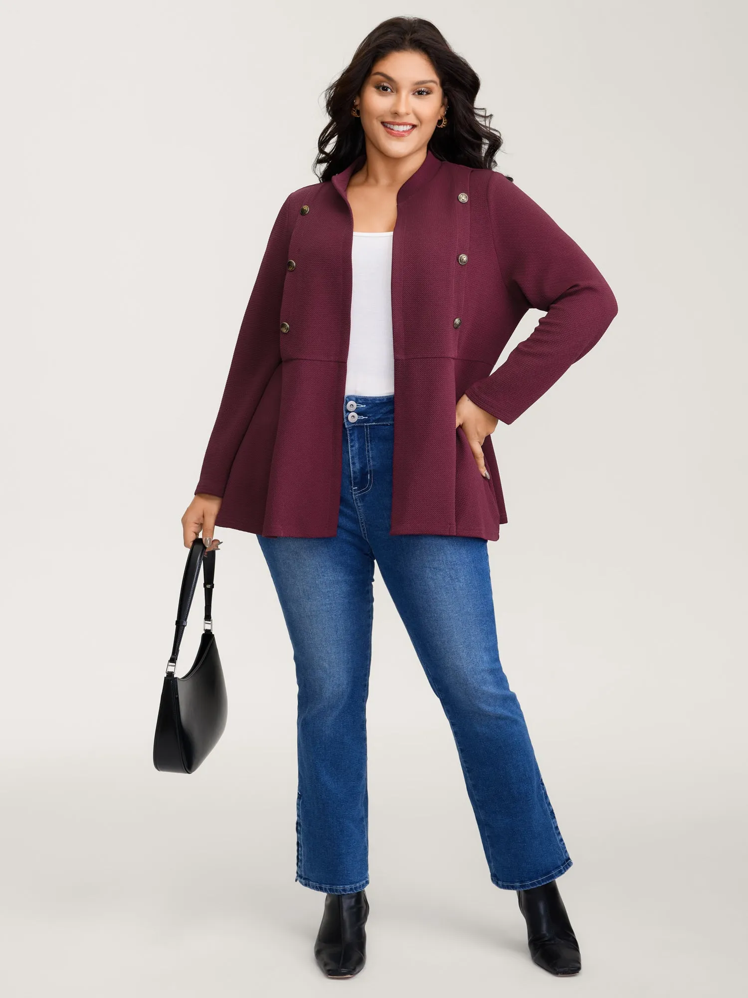 Textured Button Detail Pockets Jacket sold by Bloomchic product image thumbnail 3