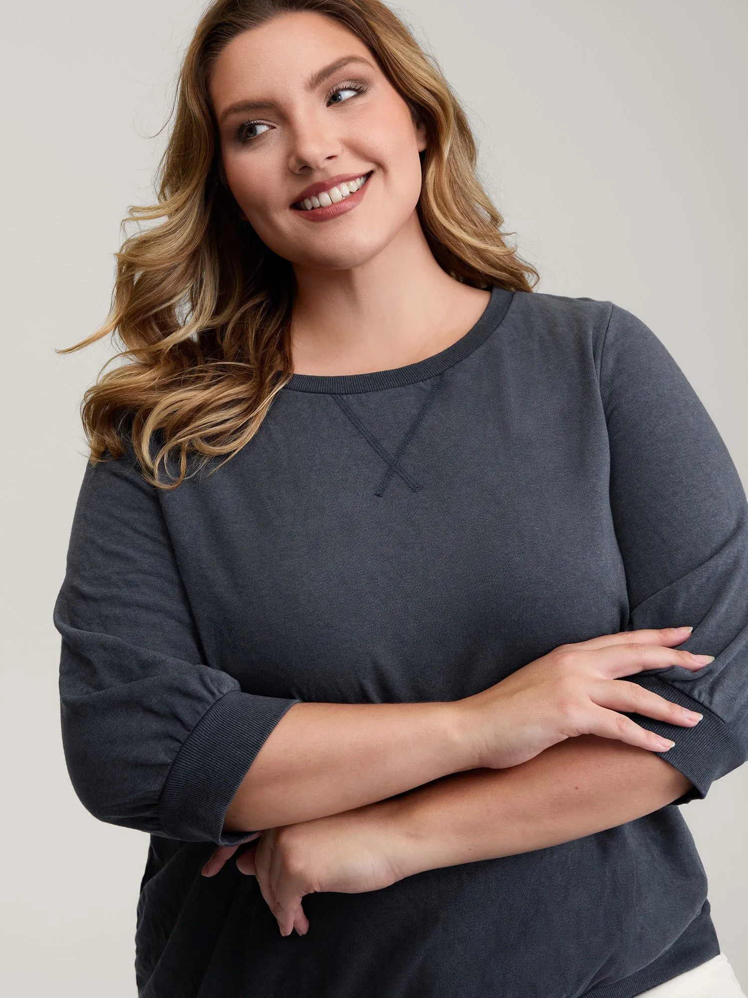 Vintage Round Neck Solid Sweatshirt sold by Bloomchic product image thumbnail 2