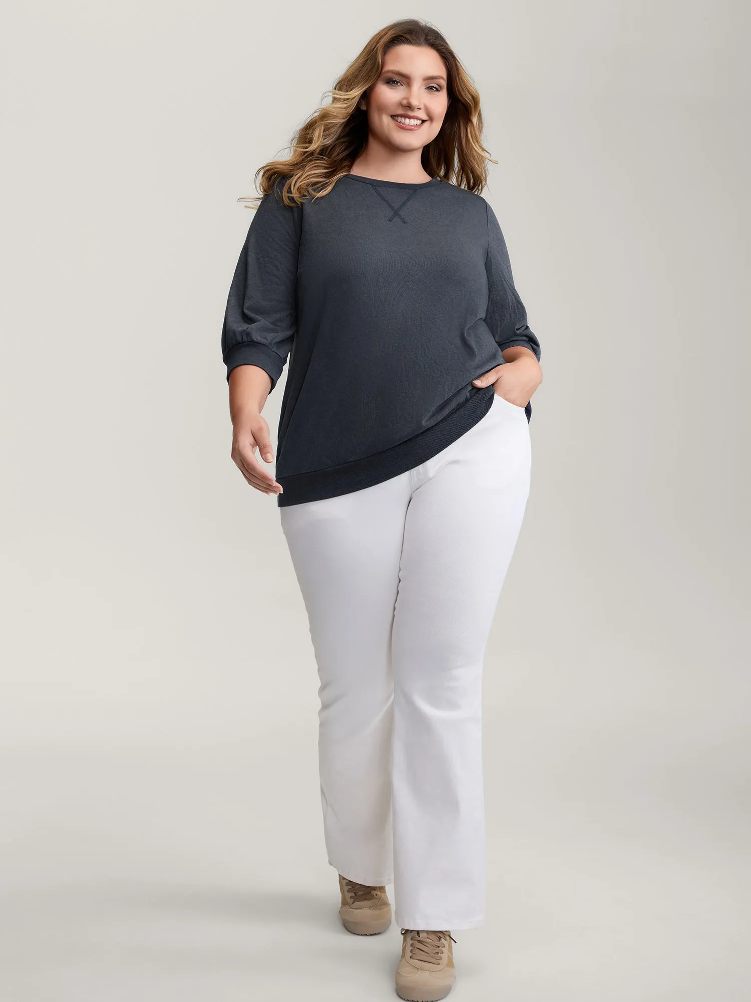 Vintage Round Neck Solid Sweatshirt sold by Bloomchic product image thumbnail 3