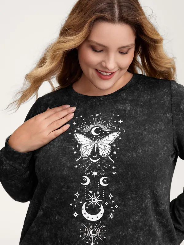 Starry Moon Stretchy Snowflake Textured Effect Sweatshirt sold by Bloomchic