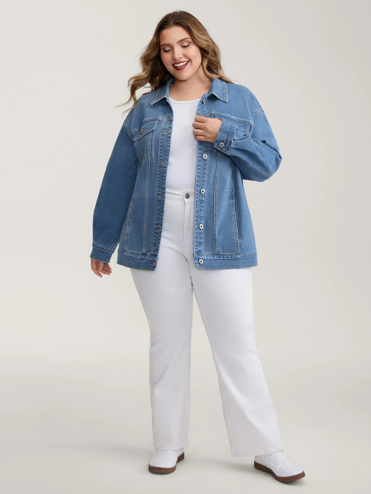 Supersoft Chest Flaps Button-Down Denim Jacket sold by Bloomchic product image thumbnail 3