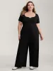 Easy Peezy Square Neckline Contrast Pockets Jumpsuit sold by Bloomchic