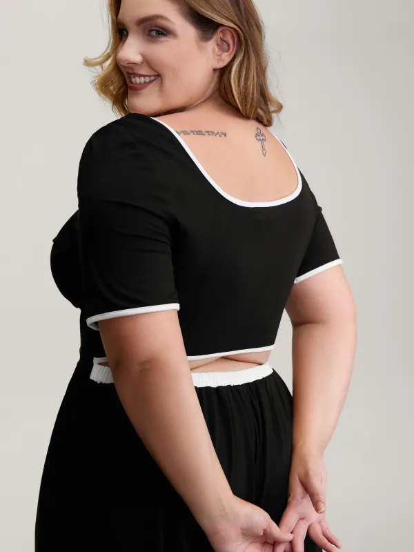 Easy Peezy Square Neckline Contrast Pockets Jumpsuit sold by Bloomchic