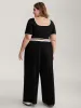 Easy Peezy Square Neckline Contrast Pockets Jumpsuit sold by Bloomchic