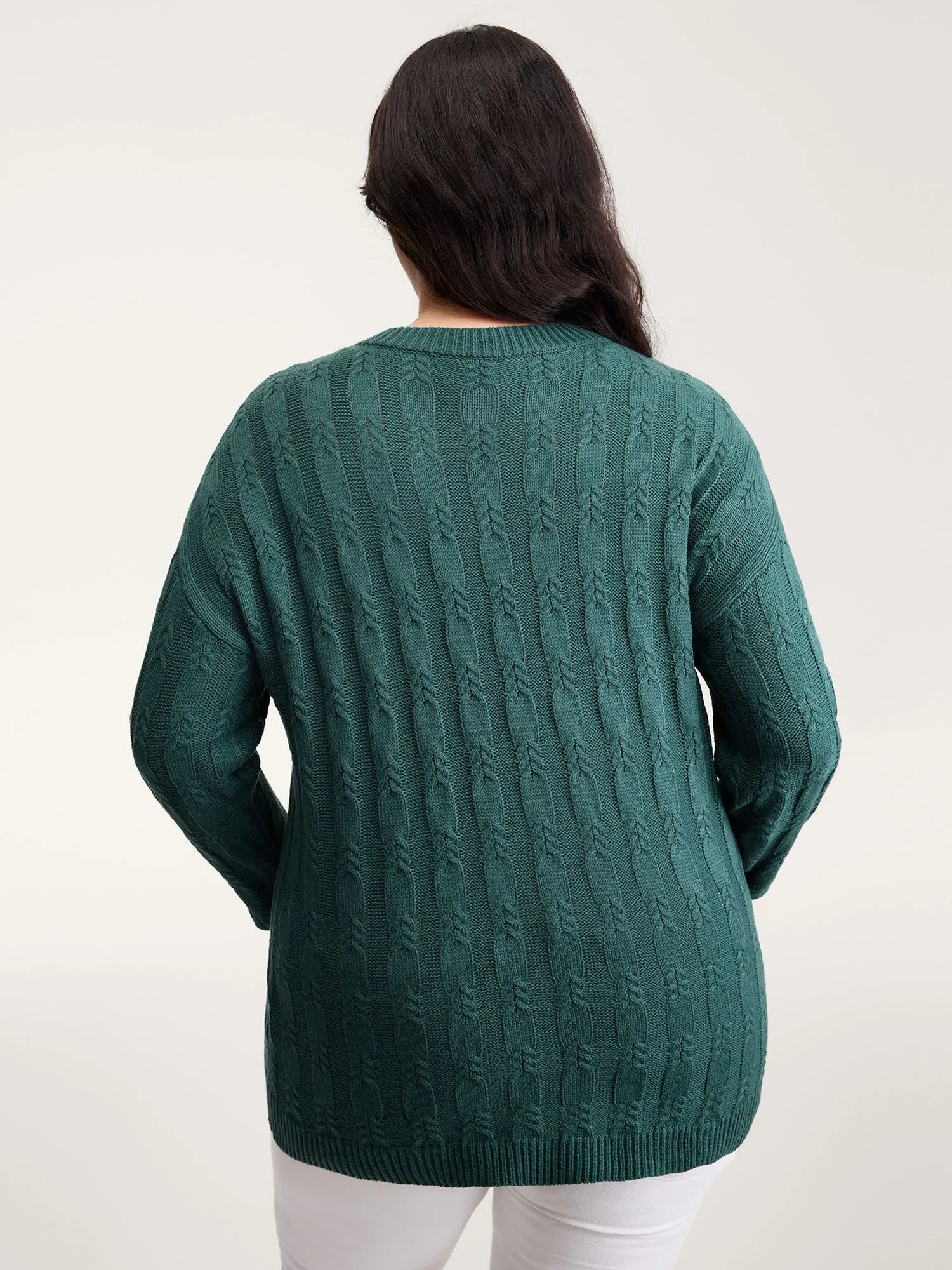 Cable Knit Textured V-Neck Pullover sold by Bloomchic product image thumbnail 4
