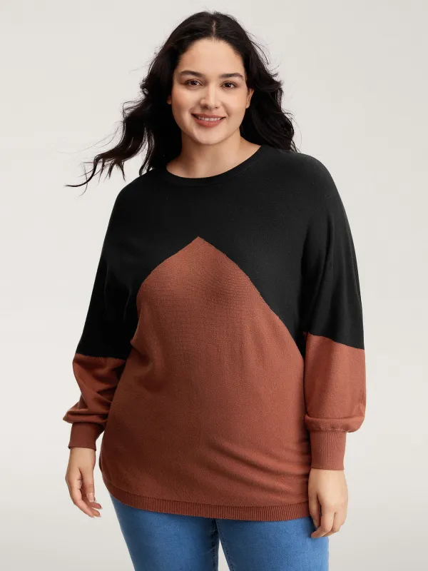 Color Contrast Dolman Sleeve Pullover sold by Bloomchic